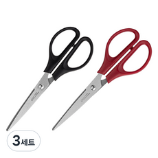 deLi 得力 辦公室小型剪刀 170mm 2件組 EM600, 3套, 黑色, 紅色