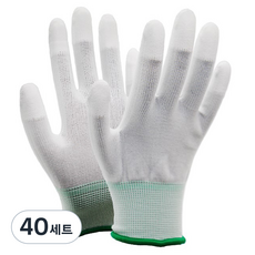 手套王 PU 指尖塗層手套 M, 白色, 40套