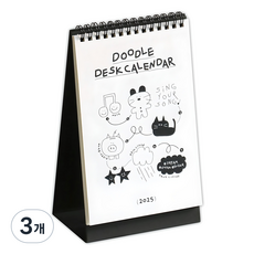 아이코닉 2025 두들 탁상 달력, 혼합색상, 3개