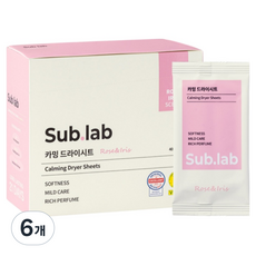 서브랩 카밍 건조기 드라이시트 섬유유연제 개별포장 로즈 & 아이리스, 6개, 40개입