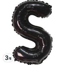 팡파티 레터링 알파벳 풍선 S 40cm, 블랙, 3개