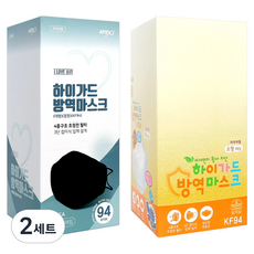 아텍스 아이러브에어 하이가드 방역 황사마스크 KF94 대형 블랙 25p + 소형 화이트 25p, 2세트