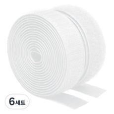 Kumal 黏貼超強力魔鬼氈膠帶 鉤面 20mm x 5m + 毛面 20mm x 5m 套組, 白色, 6套