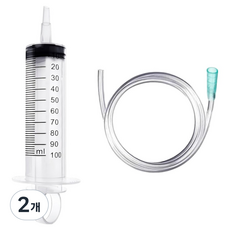 다온셀렉트 공업용 대형 주사기 100ml 호스 1m, 혼합색상, 2개 혼합색상, 2개
