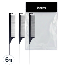ICores 碳鋼尖尾梳, 黑色, 6個