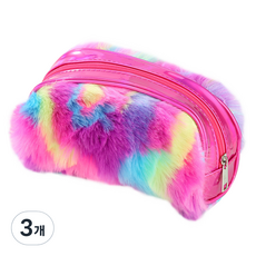 미니띠네 무지개 극세사 연필 케이스, 핑크 혼합, 3개