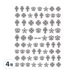 온온 레트로 레터링 네일 스티커, 4개, 타입 P