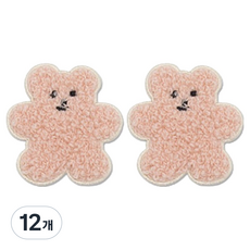 동대문단추왕 열접착식 자수 동물 보슬이젤리곰 와펜 패치, 핑크, 12개