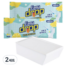 Easy drop 一次性馬桶清潔刷補充包 12入 x 2個 + 專用收納盒組 檸檬香, 2套, 單一顏色