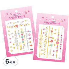 Tomini 閃亮珠寶紋身貼紙2件組, 6套, TT001, TT004