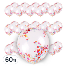 컨페티풍선 30cm, 무지개페이퍼, 60개