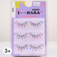 아이하라 쁘띠업 글루 3쌍 속눈썹 DDT42-02, 블랙, 3개