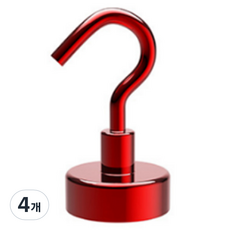 디트리 천장 벽면 겸용 자석 후크 12 x 32mm 1kg, 레드, 4개