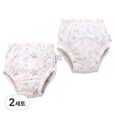 베베니즈 유아용 큐트패턴 배변훈련 팬티 2종 세트, 달별, 2세트