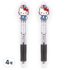 산리오 헬로키티 아크릴 장식 참 4색 볼펜 0.7mm, 4개, 블랙