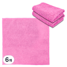 월드크린 다목적 청소용 극세사 손걸레 중형 30 x 30 cm, 핑크, 6개