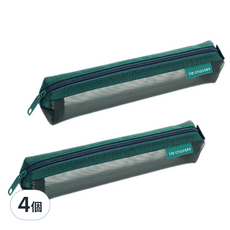 KOHIMO 纖薄型透視網紗鉛筆盒 4W108, 4個, 綠色