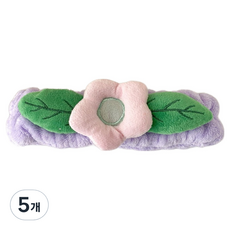 瘋狂姐妹 可愛花朵造型洗臉髮帶, 5個, 紫色