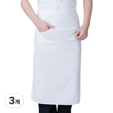 廚師長版圍裙, 白色, 3個