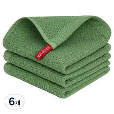 ROI Life 鬆餅格紋廚房抹布 掛環式 水果綠色, 6個