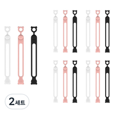 拜亞 矽膠線材固定收納器 3款 x 5入組, 2套, 白色, 粉色, 黑色