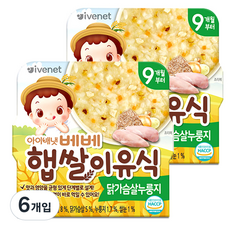 아이배냇베베 햅쌀 이유식 레토르트이유식, 닭가슴살 누룽지, 6개