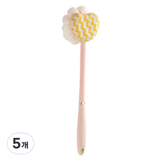 째째마켓 양면 긴손잡이 목욕브러쉬 샤워볼 + 때밀이 HDT-1, 핑크, 5개, 1개입