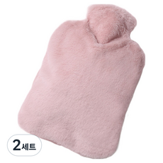 Happy & Good 柔軟保溫熱水袋 1000ml + 兔子保護套 + 保溫袋套組 粉紅色, 2套