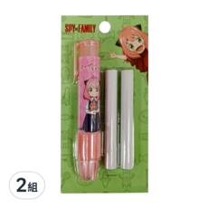 收納王妃 間諜家家酒胖型自動橡皮擦 + 補充蕊組, 粉色, 2組