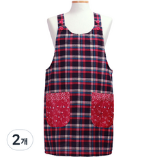 Rosa Home 格紋雙面圍裙, 粉紅色, 2個