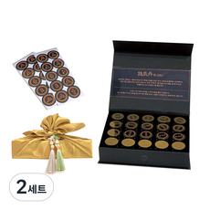 LOVELY FARM 金錢診斷 韓藥零用錢盒 20格 + 包袱巾 + 流蘇裝飾 2入 + 說明書 + 圓形貼紙 全套組, 黃金色(包袱巾), 隨機出貨(流蘇裝飾), 2套