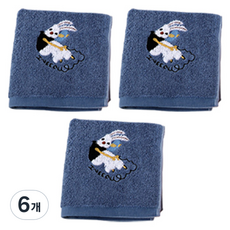 파라다이소 PDS리빙 토끼 일러스트 뱀부 타올 120g 30수 뱀부얀 73 x 33cm, 세일러블루, 6개
