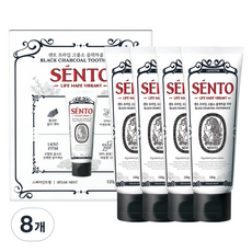 센토 프라임 블랙차콜 치약 스피아민트향, 120g, 8개