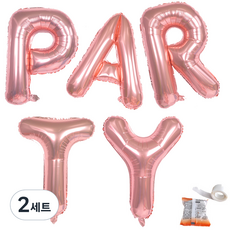 PARTYSHOW 字母鋁箔氣球 中型 P + A + R + T + Y + 點膠 100p 套組, 玫瑰金, 2套