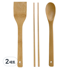 竹製義大利麵烹飪工具3件套組, 單一顏色, 2套, 平鏟 + 炸物筷 + 炒匙