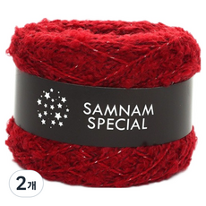 samnamtteugaesil 閃爍手工編織線, 35 閃亮紅, 2個
