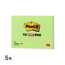 3M Post-it 利貼 657-4A 便條紙 4*3, 粉綠色, 100張, 5本