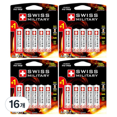 스위스밀리터리 알카라인 AA 카드형 건전지, 5개입, 16개