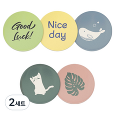 FLaiTO 設計款磁吸支架 壁掛式鐵片 圓形 40mm 5件組 B, 2套, 好運綠 + 美好黃 + 鯨魚藍 + 貓咪卡其 + 龜背芋磚紅