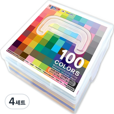 JONG IE NARA 單面色紙 500張+塑膠盒, 100色, 4組