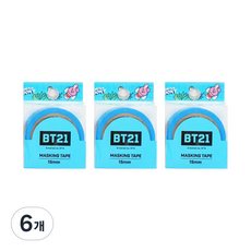 라인프렌즈 BT21 마스킹테이프 15mm, 쿠키, 6개