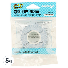 폼텍 강력부직포 양면테이프 18mm x 10m BS411, 투명, 5개