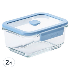 네오플램 베큐씰 내열유리 진공 직사각 밀폐용기, 2개, 단품