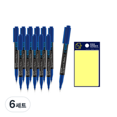 Monami 細字油性筆 XF 黑色 12入 + Tukovi 便利貼組, 藍色 + 黃色, 6套