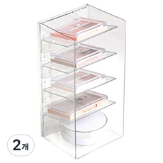 리빙공감 5단 타워형 화장품 정리 수납함, 투명, 2개