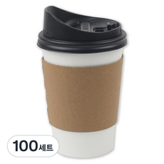 Inp 白色素面紙杯 380ml + 長型開關杯蓋 + KP杯套組, 100套