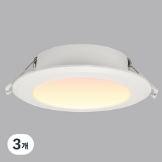 비츠온 멜리빙 LED 다운라이트 8.8cm 9W 슬림 방습, 화이트 + 전구색, 3개