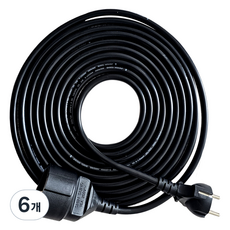 GAGA電子 電源延長線 16A 1孔 VCTF, 1.5m, 黑色, 6個