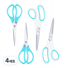 탐사 사무용 가위 2종 x 2p 세트, 화이트,블루, 4세트