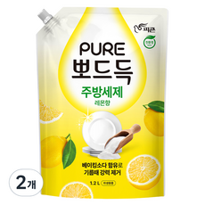 피죤 퓨어 뽀드득 주방세제 레몬향, 1.2L, 2개